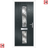 Cottage Style Debonaire 2 Composite Front Door Set with Central Abstract Glass - Shown in Anthracite Grey