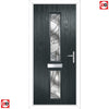 Cottage Style Debonaire 2 Composite Front Door Set with Central Abstract Glass - Shown in Anthracite Grey
