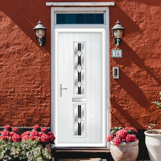 Image: Cottage Style Debonaire 2 Composite Front Door Set with Central Jet Glass - Shown in White