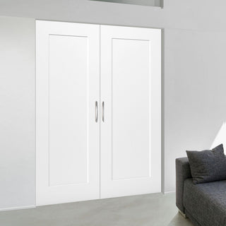 Image: Bespoke Denver White Primed Shaker Internal Door Pair