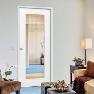 Image: Bespoke Denver White Primed Shaker Internal Door - Clear Glass