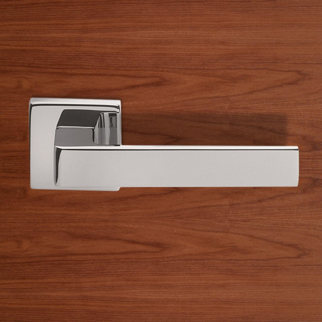 European TC5 Techna Lever Latch Handles on Square Rose - 4 Finishes