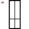 Eco-Urban Bronx 4 Pane Solid Wood Internal Door Pair UK Made DD6315SG - Frosted Glass - Eco-Urban® Shadow Black Premium Primed