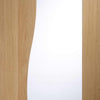 Bespoke Thruslide Emilia Oak Glazed - 2 Sliding Doors and Frame Kit - Stepped Panel Design