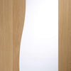 Two Sliding Doors and Frame Kit - Emilia Oak Flush Door - Stepped Panel Design - Clear Glass - Unfinished