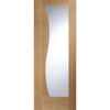 Emilia Oak Flush Door Pair - Stepped Panel Design - Clear Glass