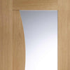 Bespoke Emilia Oak Glazed Single Frameless Pocket Door Detail - Stepped Panel Design