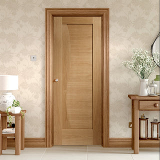 Image: Emilia Oak Flush Door - Stepped Panel Design - From Xl Joinery