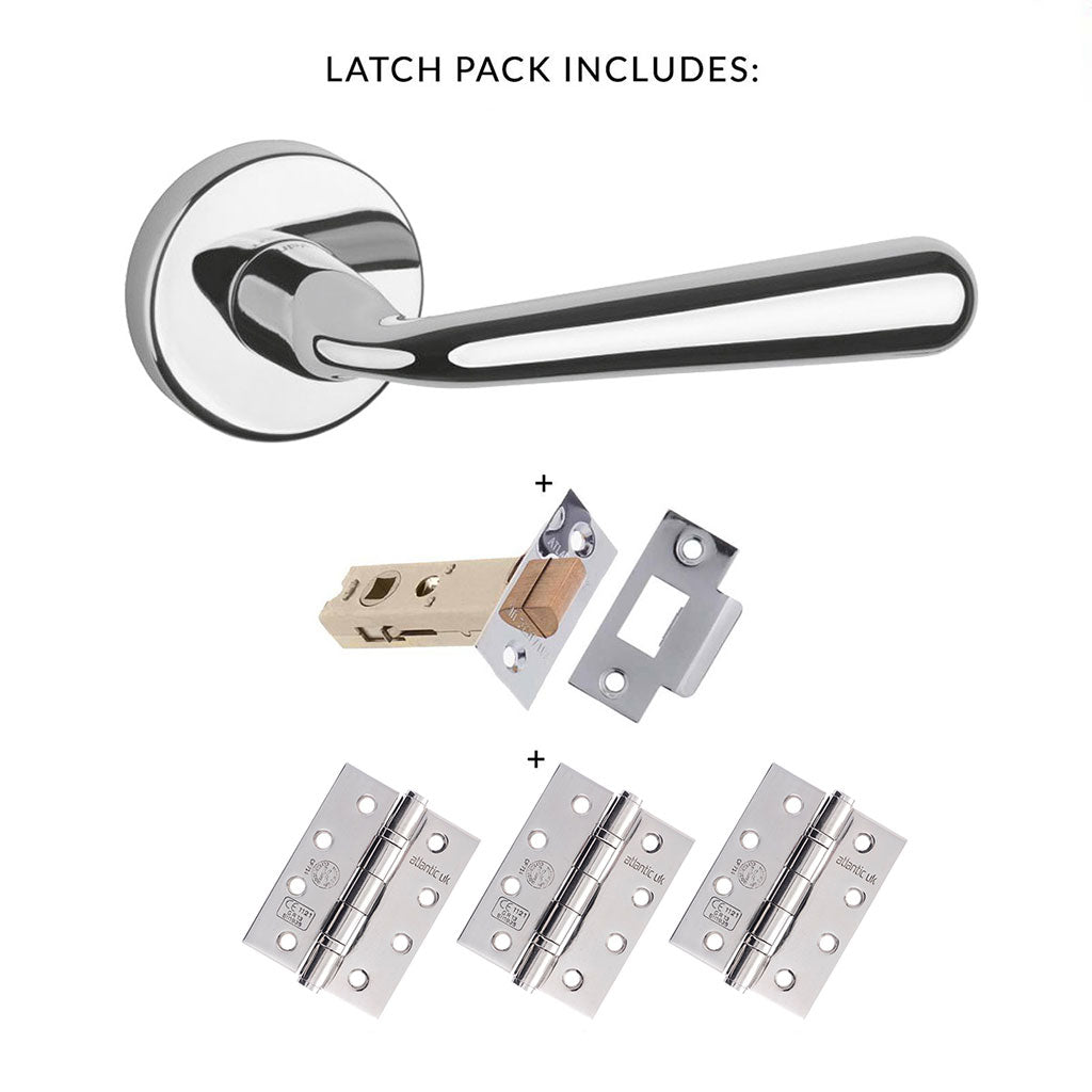 Tupai Rapido CurvaLine Adra Fire Lever on Round Rose - Bright Polished Chrome Handle Pack