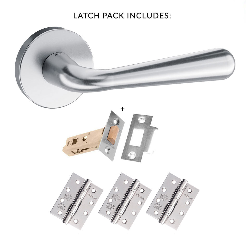 Tupai Rapido CurvaLine Adra Fire Lever on Round Rose - Satin Chrome Handle Pack