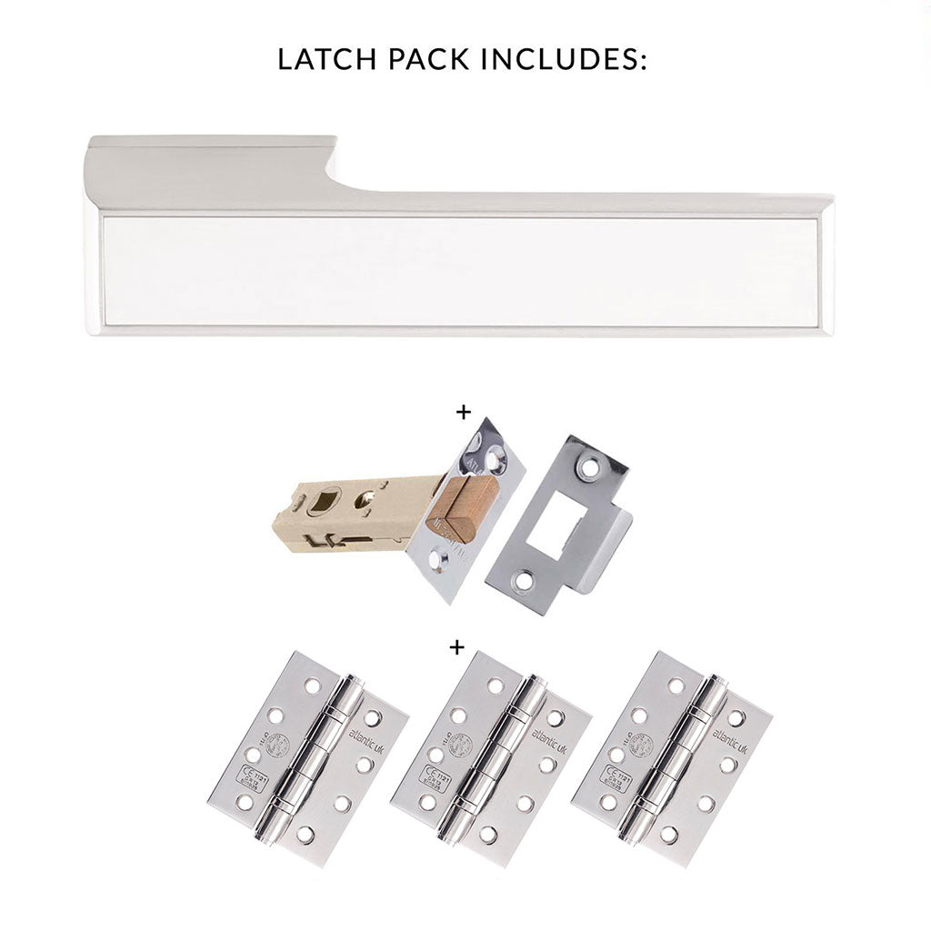 Tupai Rapido VersaLine Tobar Fire Lever on Long Rose - White Decorative Plate - Bright Polished Chrome Handle Pack