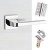 Tupai Rapido CurvaLine Valbona Fire Lever on Square Rose - Bright Polished Chrome Handle Pack