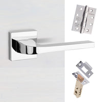 Tupai Rapido CurvaLine Valbona Fire Lever on Square Rose - Bright Polished Chrome Handle Pack