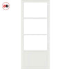 Eco-Urban Staten 3 Pane 1 Panel Solid Wood Internal Door Pair UK Made DD6310SG - Frosted Glass - Eco-Urban® Cloud White Premium Primed