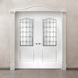 Image: Classic Grained Internal PVC Door Pair - Diamond Sparkle Style Glass