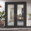 Bespoke Diez Charcoal Black 1L Door Pair - Raised Mouldings - Clear Glass - Prefinished