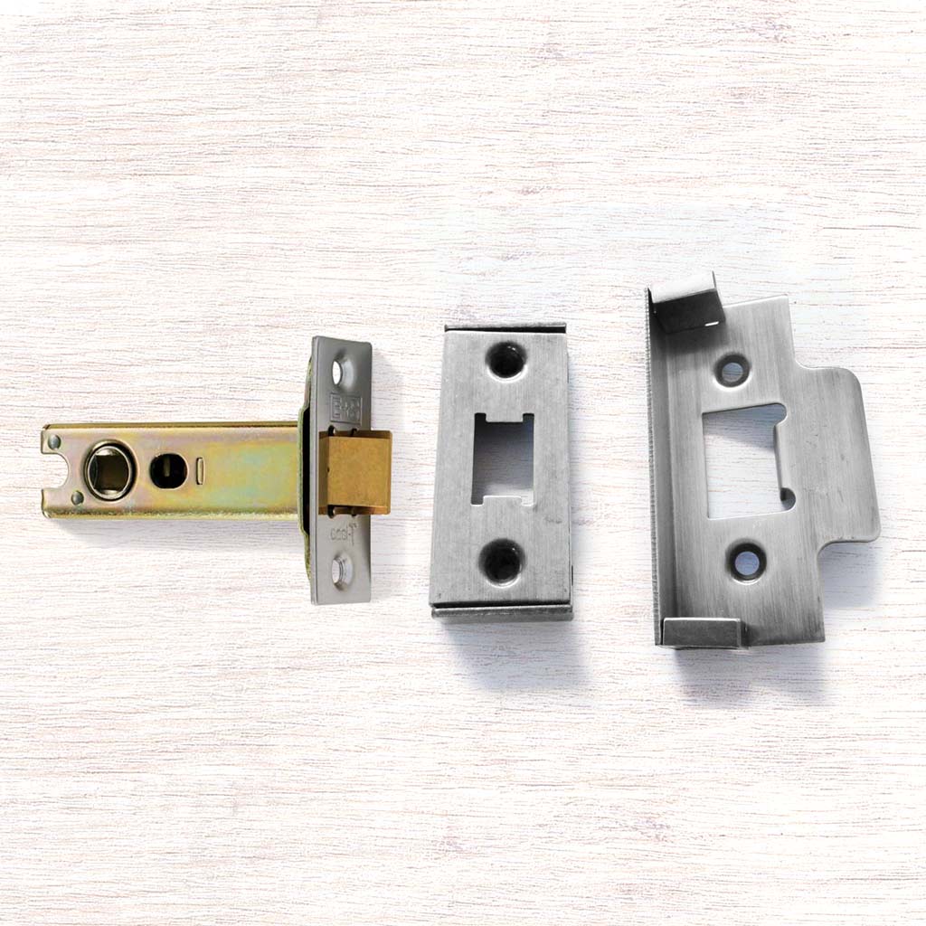 Heavy Sprung Rebated Tubular Latch, 65 - 75mm for Internal Doors - 2 Finishes and 2 Sizes