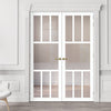 Eco-Urban Queensland 7 Pane Solid Wood Internal Door Pair UK Made DD6424G Clear Glass - Eco-Urban® Cloud White Premium Primed