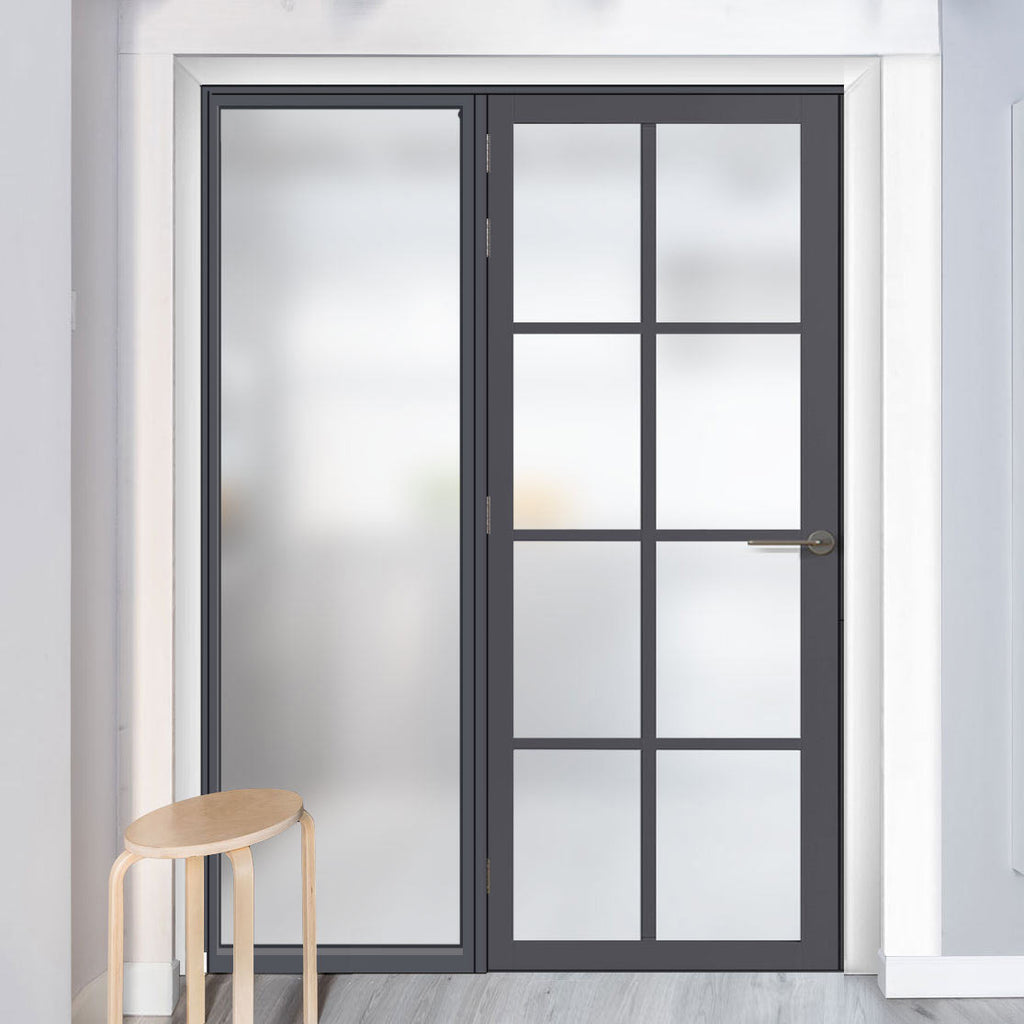 Bespoke Room Divider - Eco-Urban® Perth Door DD6318F - Frosted Glass with Full Glass Side - Premium Primed - Colour & Size Options