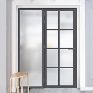 Image: Bespoke Room Divider - Eco-Urban® Perth Door DD6318F - Frosted Glass with Full Glass Side - Premium Primed - Colour & Size Options