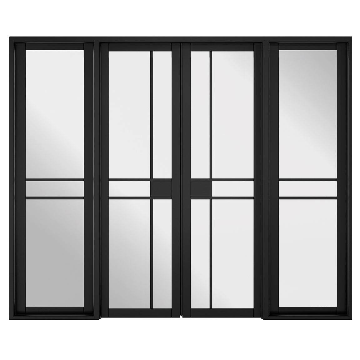 W8 Greenwich Room Divider Door & Frame Kit - Clear Glass - Black Primed - 2031x2478mm Wide