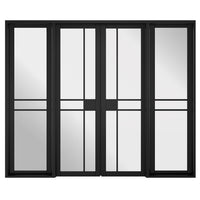 W8 Greenwich Room Divider Door & Frame Kit - Clear Glass - Black Primed - 2031x2478mm Wide