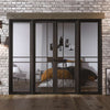 W8 Greenwich Room Divider Door & Frame Kit - Clear Glass - Black Primed - 2031x2478mm Wide