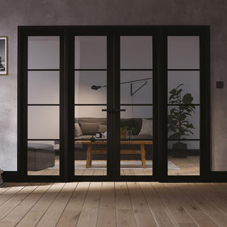 Image: W8 Soho Room Divider Door & Frame Kit - Clear Glass - Black Primed - 2031x2478mm Wide