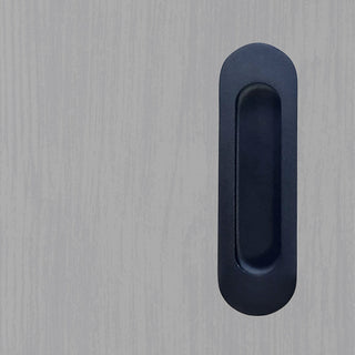 Image: One Pair of Burbank 120mm Sliding Door Oval Flush Pulls - Matt Black Finish