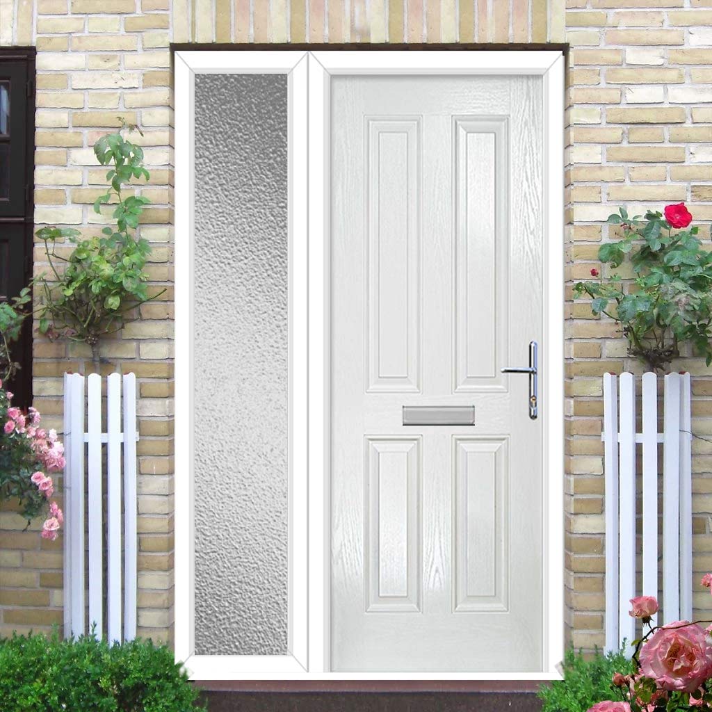 Premium Composite Front Door Set with One Side Screen - Esprit Solid - Shown in White