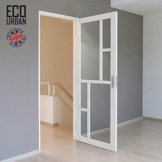 Image: Handmade Eco-Urban Cairo 6 Pane Solid Wood Internal Door UK Made DD6419G Clear Glass - Eco-Urban® Cloud White Premium Primed