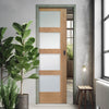 Contemporary Oak Single Evokit Pocket Door - Frosted Glass - Prefinished