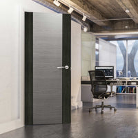 Bespoke Fire Door - Flush Dark Grey Panel - American Light Grey Ash Veneer - 60 Minute Fire Rated - Prefinished