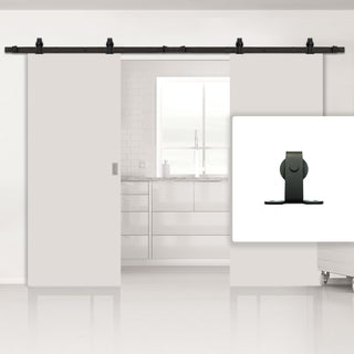 Image: Black Double Sliding Track for Wooden Doors - Top Mounted