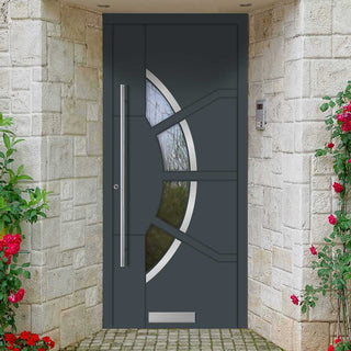 Image: External ThruSafe Aluminium Door - 1767 CNC Grooves & Stainless Steel - 7 Colour Options