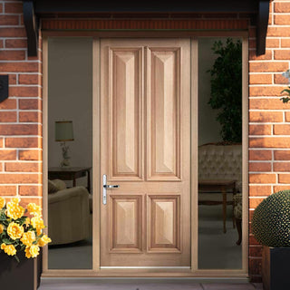 Image: Islington 4 Panel External Hardwood Door and Frame Set - Two Unglazed Side Screens