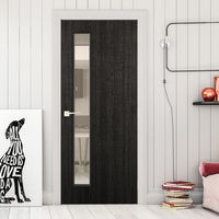 Bespoke Door - Flush American Dark Grey Ash Veneer - Clear Glass - 06 - Prefinished
