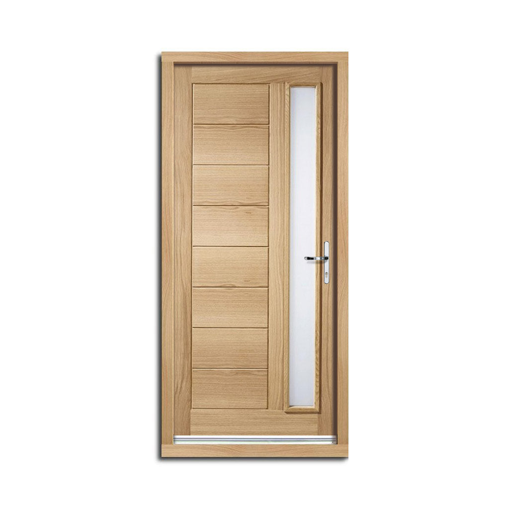 Goodwood Exterior Oak Door and Frame Set - Frosted Double Glazing, From LPD Joinery