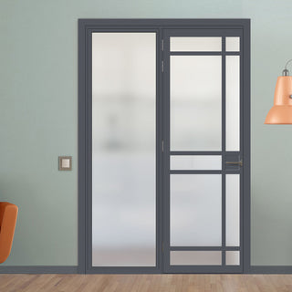 Image: Room Divider - Handmade Eco-Urban® Leith Door DD6316F - Frosted Glass - Premium Primed - Colour & Size Options