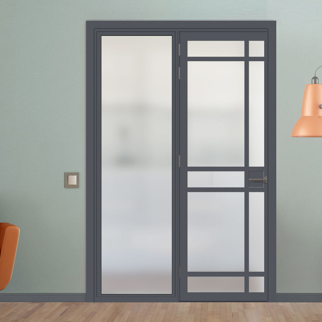 Bespoke Room Divider - Eco-Urban® Leith Door DD6316F - Frosted Glass with Full Glass Side - Premium Primed - Colour & Size Options
