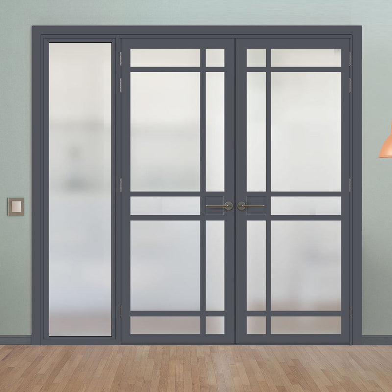 Room Divider - Handmade Eco-Urban® Leith Door Pair DD6316F - Frosted Glass - Premium Primed - Colour & Size Options