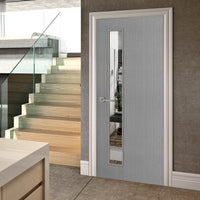Bespoke Door - Flush American Light Grey Ash Veneer - Clear Glass - 06 - Prefinished