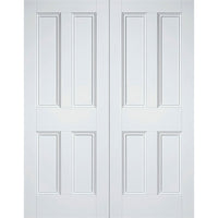 Nostalgia 4 Panel Door Pair - Raised Mouldings - White Primed
