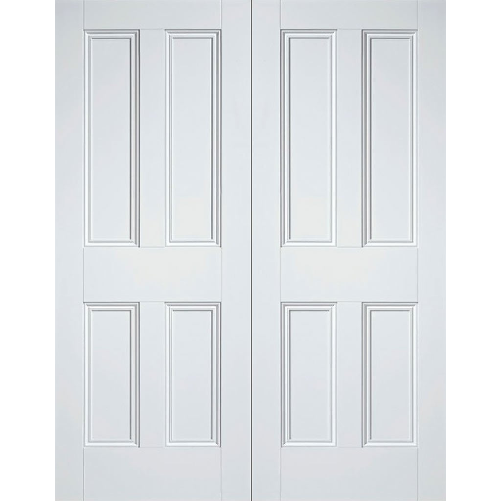 Nostalgia 4 Panel Door Pair - Raised Mouldings - White Primed