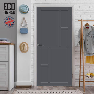 Image: Cairo 6 Panel Solid Wood Internal Door UK Made DD6419 - Eco-Urban® Stormy Grey Premium Primed