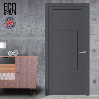 Image: Boston 4 Panel Solid Wood Internal Door UK Made DD6311 - Eco-Urban® Stormy Grey Premium Primed