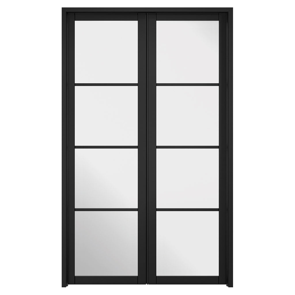 W4 Soho Room Divider Internal Door & Frame Kit Clear Glass Black P