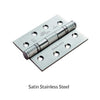 102x76mm Grade 13 Hinge- Square Corners - Suits Fire Doors - 6 Finishes -Single Hinge