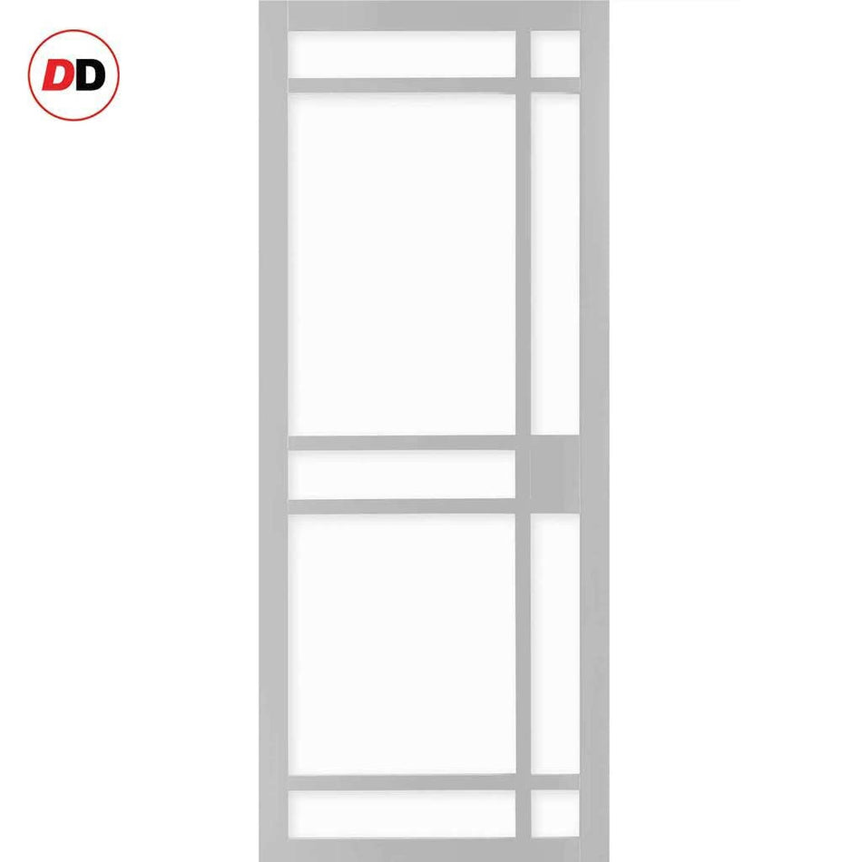 Leith 9 Pane Solid Wood Internal Door UK Made DD6316G - Clear Glass - Eco-Urban® Mist Grey Premium Primed
