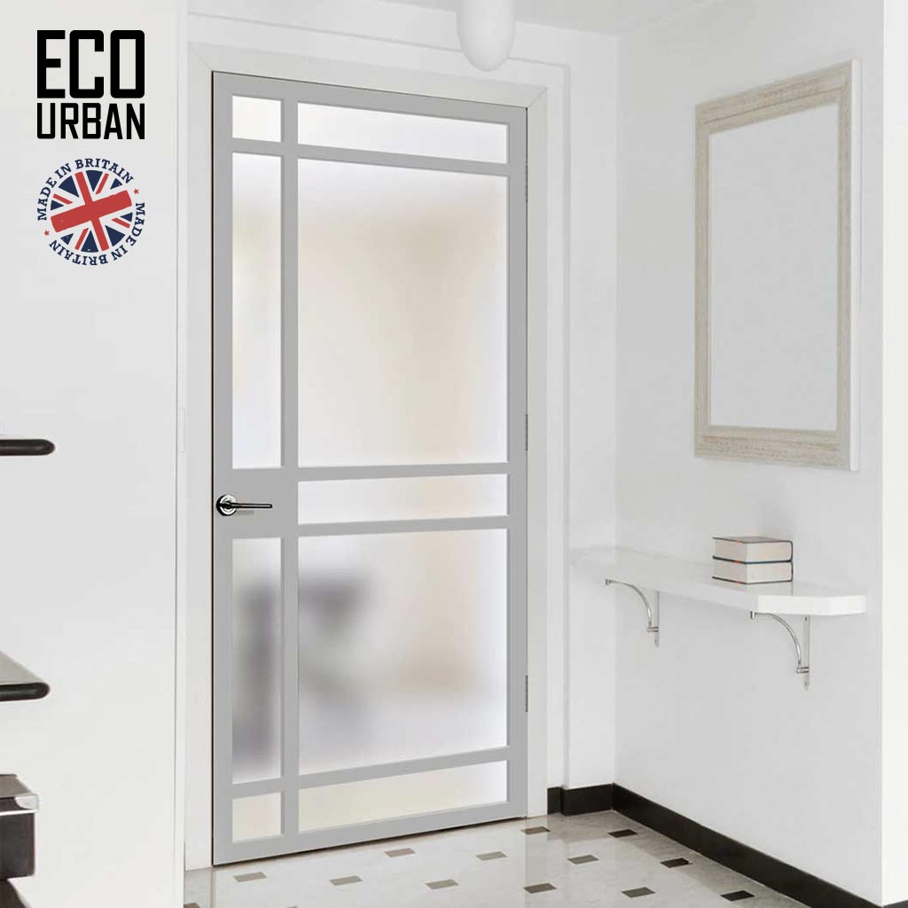Handmade Eco-Urban Leith 9 Pane Solid Wood Internal Door UK Made DD6316SG - Frosted Glass - Eco-Urban® Mist Grey Premium Primed